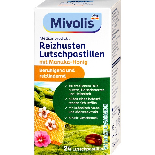 Mivolis Reizhusten-Pastillen Manuka 24 пастилки