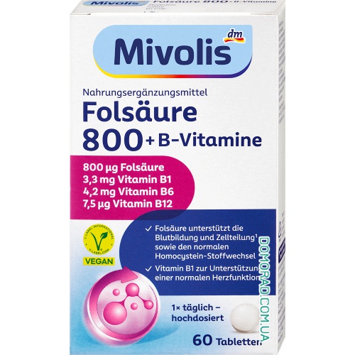 Mivolis Folsaure 800 + B-Vitamine 60 таблеток