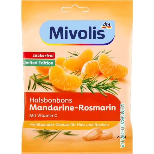 Mivolis Пастилки для горла Mandarine-Rosmarin 75g