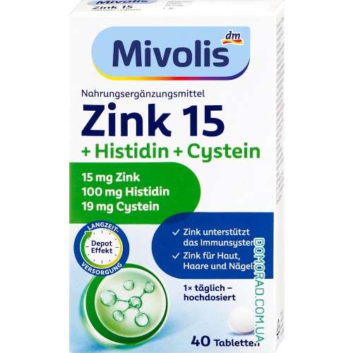 Mivolis Zink 15 + Histidin + Cystein 40 таблеток