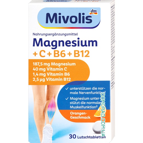 Mivolis Magnesium + Vitamin C+B6+B12, 30 таблеток